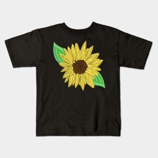 Sunflower with Leaves Kids T-Shirt